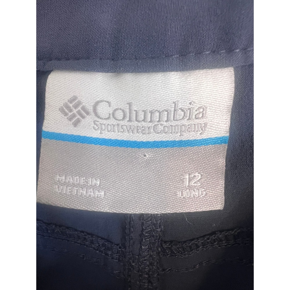 Columbia Navy Blue Roll Up Hiking Pants Womens 12 Long Straight Leg Cargo - Picture 5 of 8